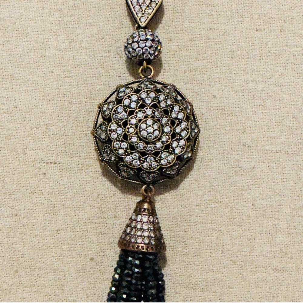 Grand Bazaar | Necklace | Pyrite CZ Sunburst Tassel Necklace - Picture 9 of 13